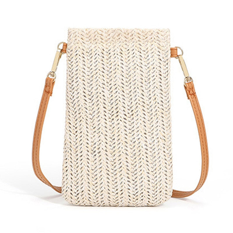 Woven Raffia & Leather Circular Shoulder Bag Selected by Animal